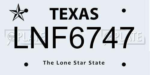 LNF6747 Texas License Plate