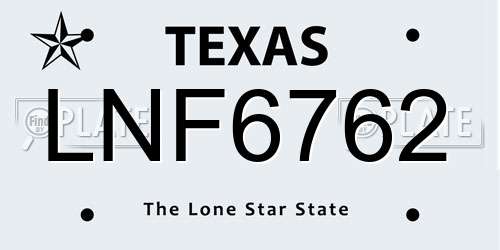 LNF6762 Texas License Plate