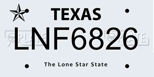 LNF6826 Texas License Plate