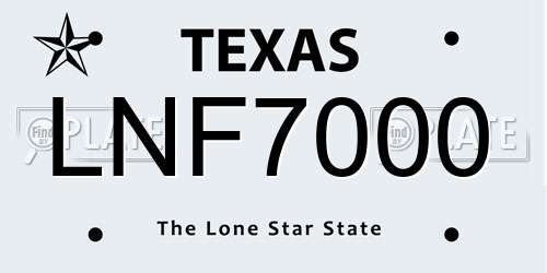 LNF7000 Texas License Plate