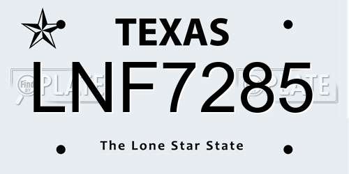 LNF7285 Texas License Plate