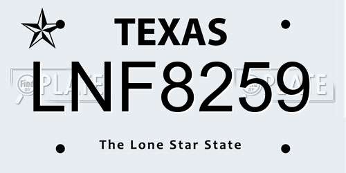 LNF8259 Texas License Plate