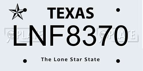 LNF8370 Texas License Plate