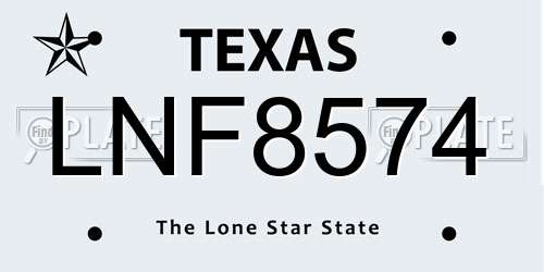 LNF8574 Texas License Plate