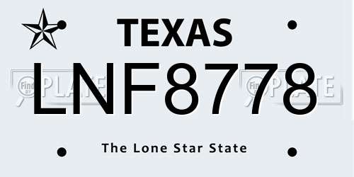 LNF8778 Texas License Plate