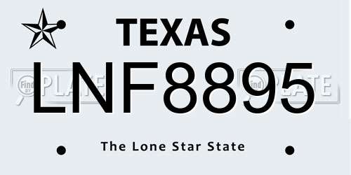 LNF8895 Texas License Plate