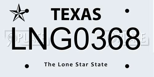 LNG0368 Texas License Plate