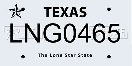 LNG0465 Texas License Plate