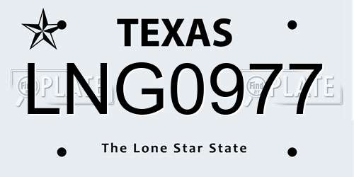 LNG0977 Texas License Plate
