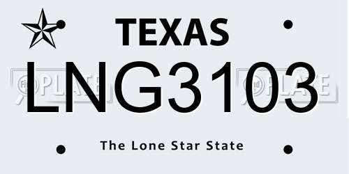 LNG3103 Texas License Plate