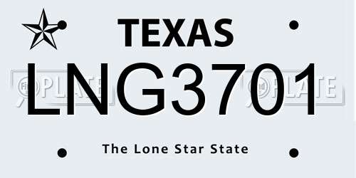 LNG3701 Texas License Plate