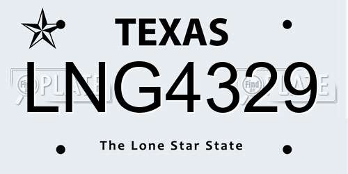LNG4329 Texas License Plate