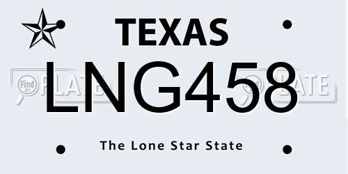 LNG458 Texas License Plate