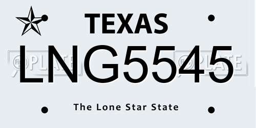 LNG5545 Texas License Plate