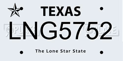 LNG5752 Texas License Plate