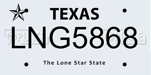LNG5868 Texas License Plate