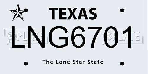 LNG6701 Texas License Plate
