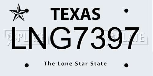 LNG7397 Texas License Plate