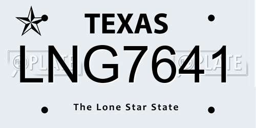 LNG7641 Texas License Plate