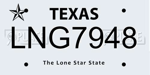 LNG7948 Texas License Plate