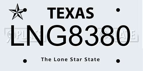 LNG8380 Texas License Plate