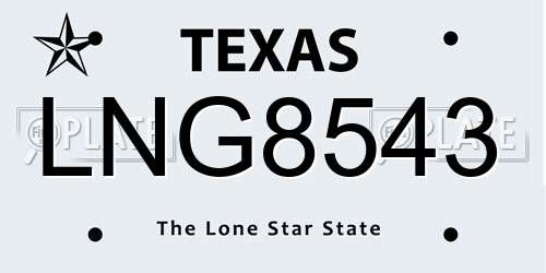 LNG8543 Texas License Plate