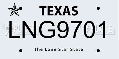 LNG9701 Texas License Plate