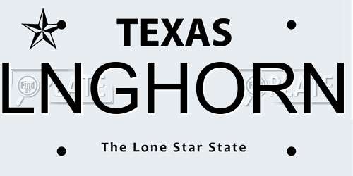 LNGHORN Texas License Plate