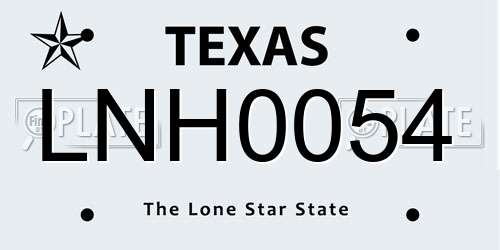 LNH0054 Texas License Plate
