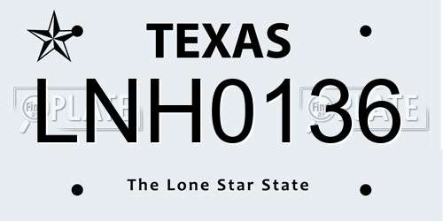 LNH0136 Texas License Plate