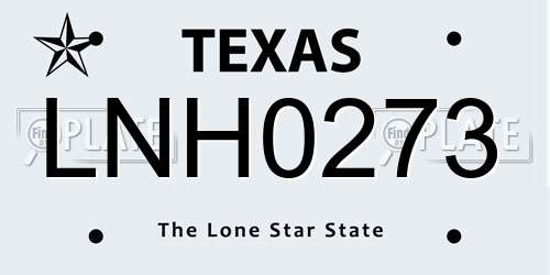 LNH0273 Texas License Plate