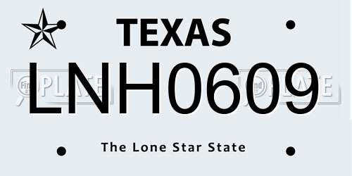 LNH0609 Texas License Plate