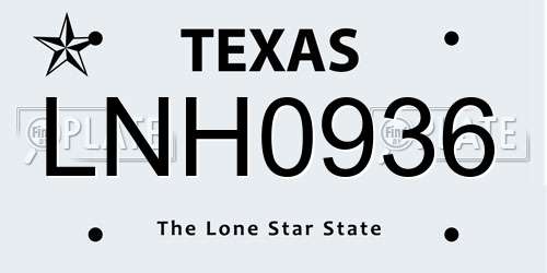 LNH0936 Texas License Plate