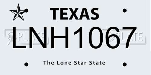 LNH1067 Texas License Plate