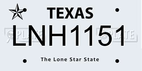 LNH1151 Texas License Plate