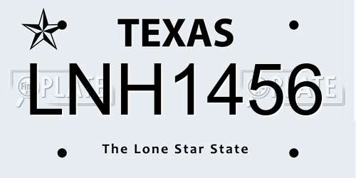 LNH1456 Texas License Plate
