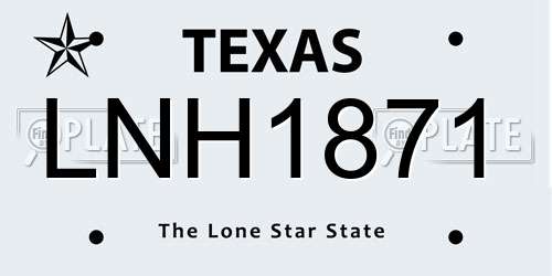 LNH1871 Texas License Plate