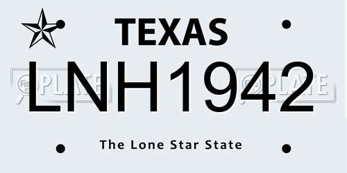 LNH1942 Texas License Plate
