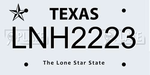 LNH2223 Texas License Plate