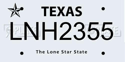LNH2355 Texas License Plate