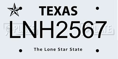 LNH2567 Texas License Plate