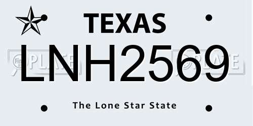 LNH2569 Texas License Plate