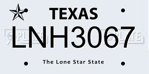 LNH3067 Texas License Plate