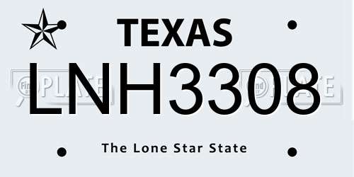 LNH3308 Texas License Plate