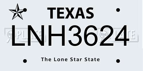 LNH3624 Texas License Plate