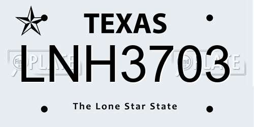 LNH3703 Texas License Plate