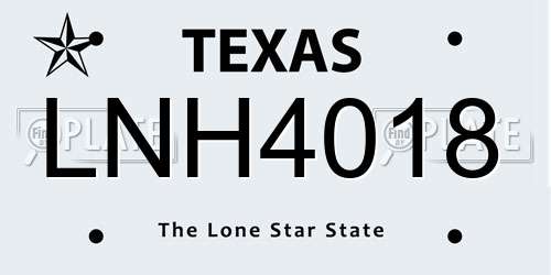 LNH4018 Texas License Plate