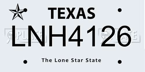 LNH4126 Texas License Plate