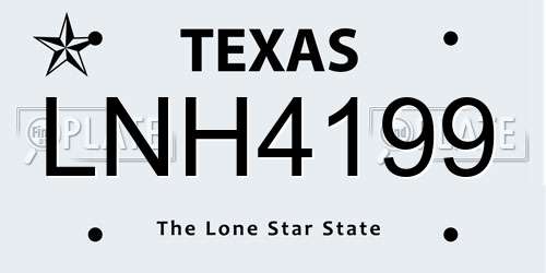 LNH4199 Texas License Plate