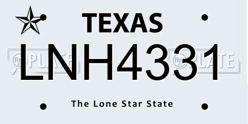 LNH4331 Texas License Plate